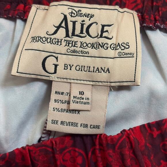 Disney Alice in Wonderland G by Giuliana‎ Women Pants Woman's 10 Red Rose Black - Picture 8 of 12